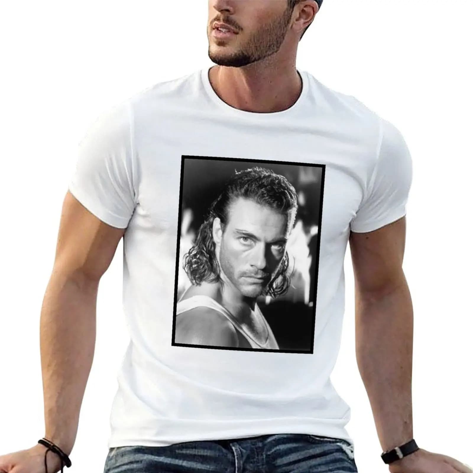 Black and white kickboxer T-Shirt Man t-shirt funny shirt cotton plain black t shirts men