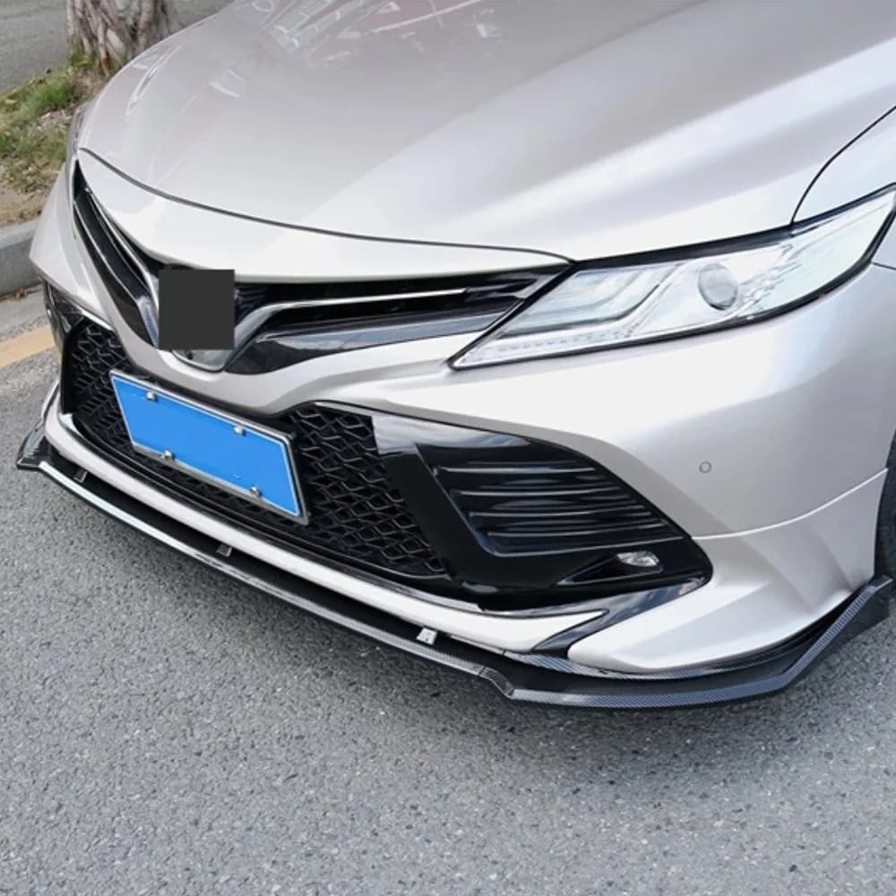 For 2018-2020 Toyota Camry Deluxe Edition  Front Bumper Spoiler Lip Splitter Body Kit Glossy Black Carbon Fiber Look