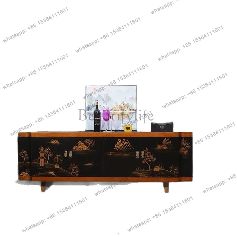Household floor-to-ceiling new storage locker integrated French American TV cabinet