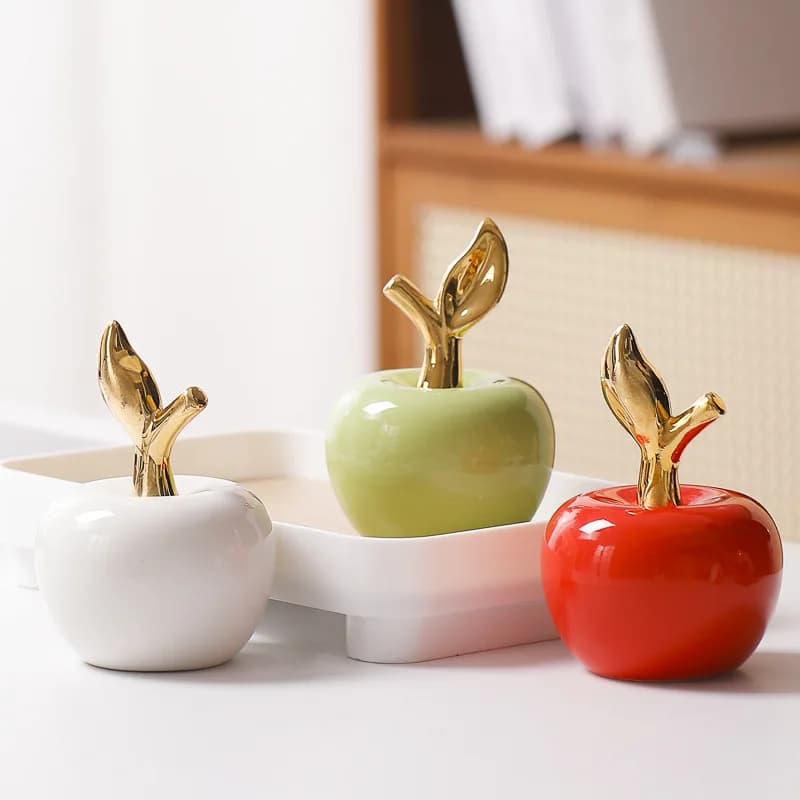 Nordic Ceramic Apple Pear Figurines Handicrafts Living Room Art White Apple Sculpture Home Decor Accessories Holiday Gifts