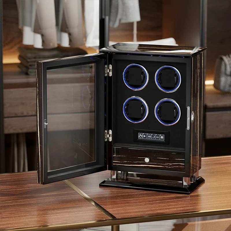 Watch Storage Wooden Automatic Motor Watch Winder Display Shaker 3 4 6 Slot Adjustable Light Rolling Speed
