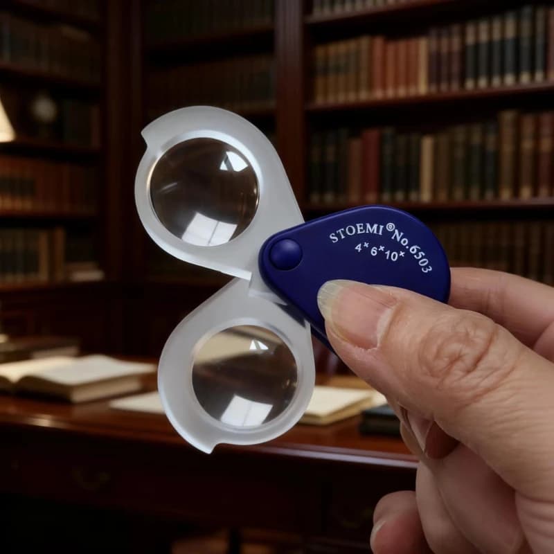 1PCS 4x 6x 10x Dual-Lens Folding Magnifier Compact and Portable HD Magnifying Glass Helping Hands Loupe
