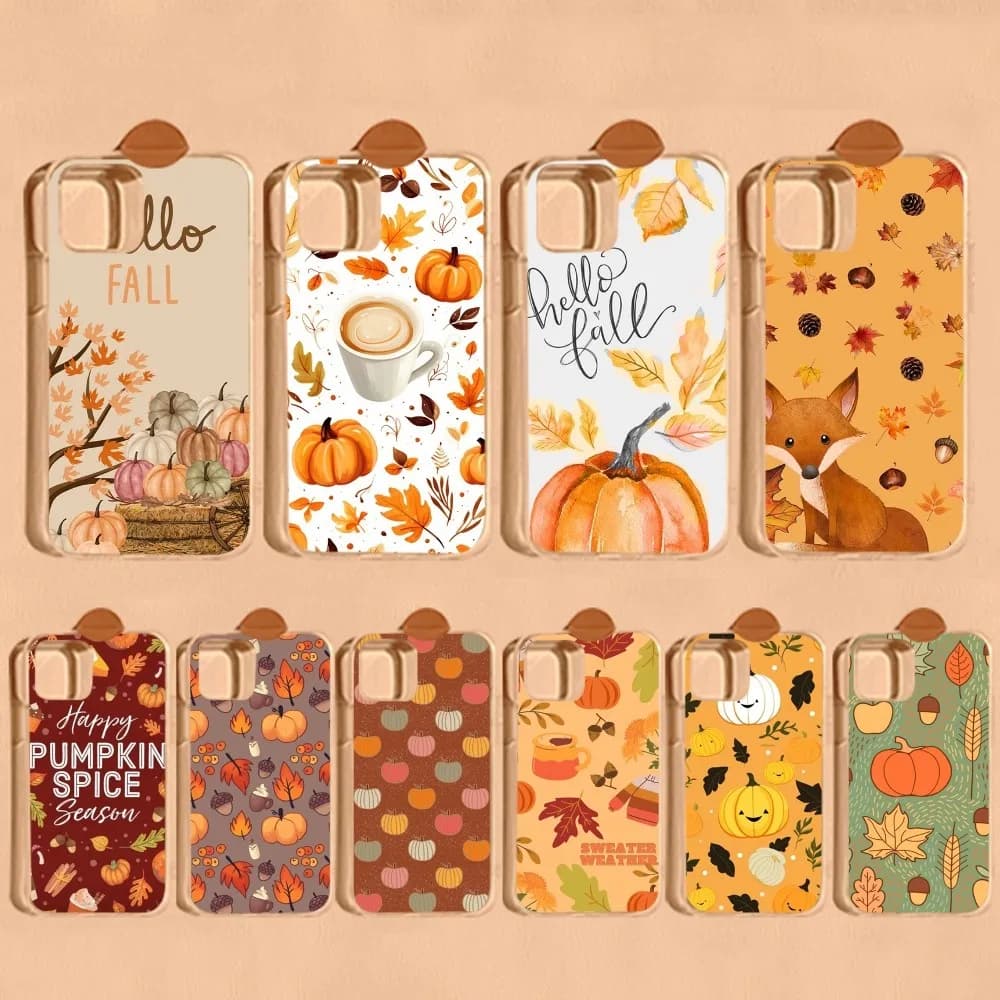Autumn Leaves Pumpkin Phone Case For IPhone 15 8 7 6 6S Plus X SE 2020 XR XS 14 11 12 13 Mini Pro Max Mobile Case