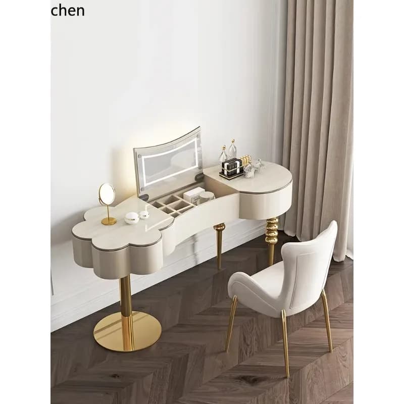 e1- dresser bedroom modern minimalist Internet celebrity premium clamshell dressing table cream style