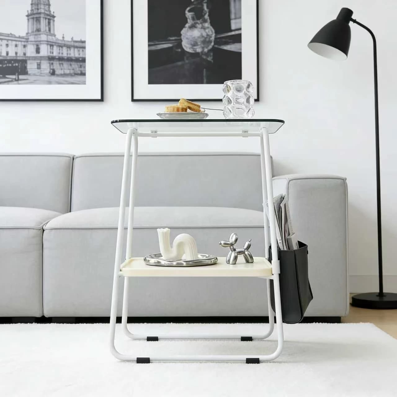 # Nordic Minimalist Metal Glass Coffee Table With Storage For Small Apartments Living Room Bedroom Home Furniture