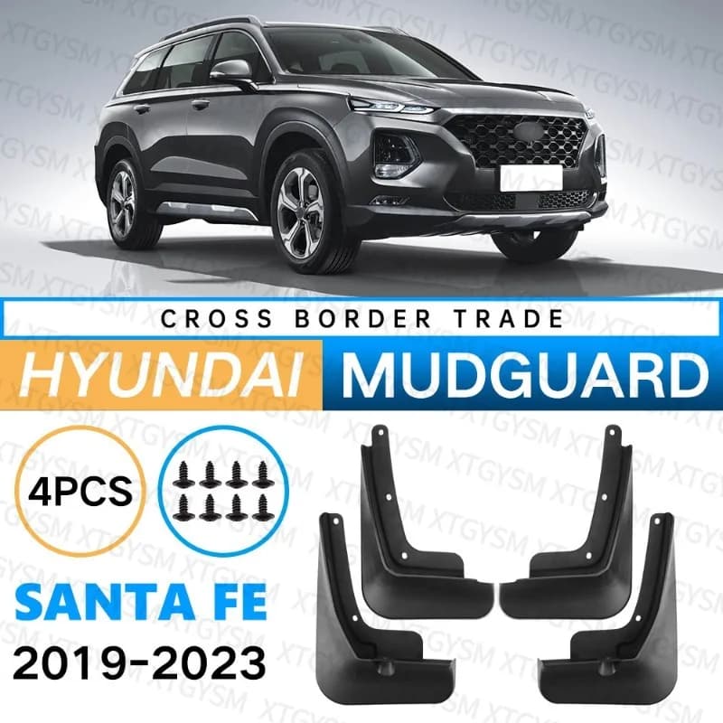 4Pcs Mud Flaps For Hyundai Santa Fe 2019-2023 Front Rear Splash Guards Mudguards Custom Fit SUV Car Exterior Accessories