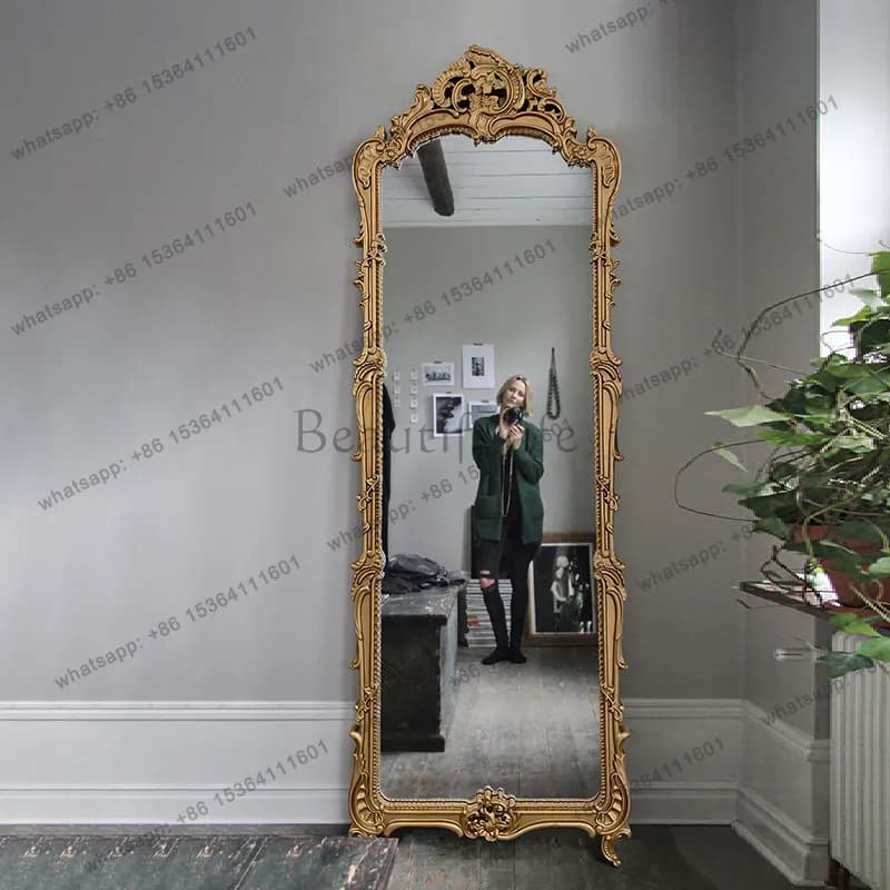 X4 European retro full-length mirror, home cloakroom, floor-to-ceiling fitting, entrance hall, wall hanging decorative mirror