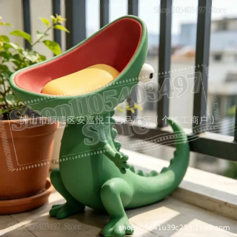 Lizard Soap Holder Cartoon Lizard Shaped Soap Holder Resin Bathroom Decor Funny Crocodile Soap Dish