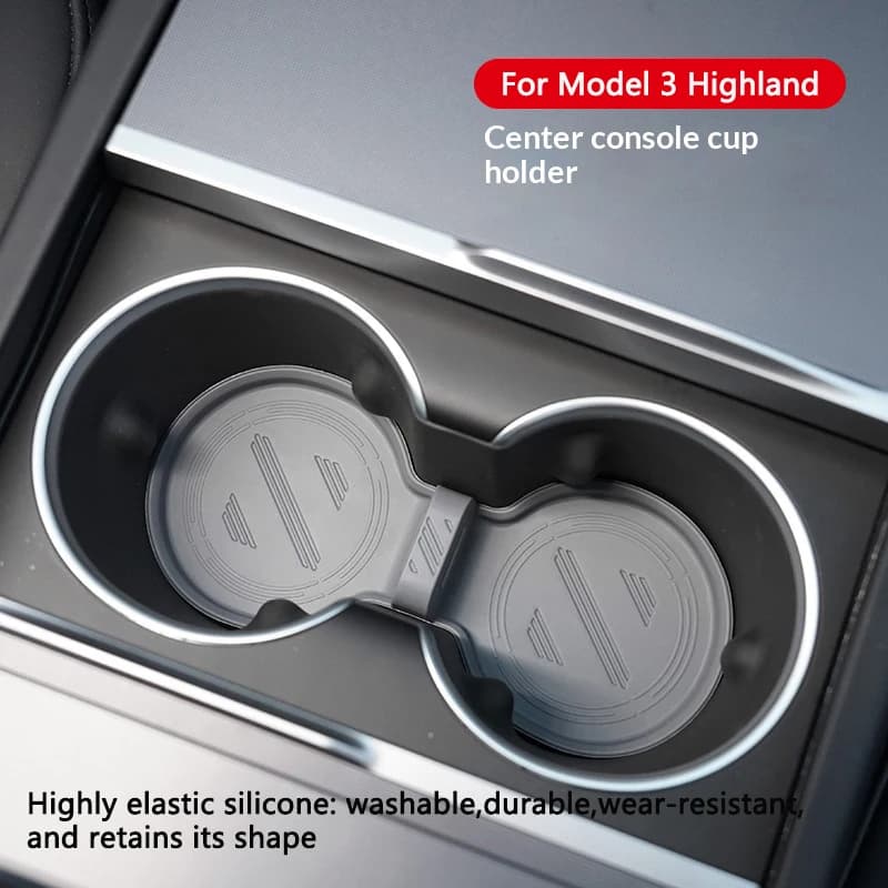 Water Cup Holder Mat For Tesla Model 3 Highland Model Y Juniper Cup Coaster Pad Center Console Organizer 2024-2026 Car Accessory