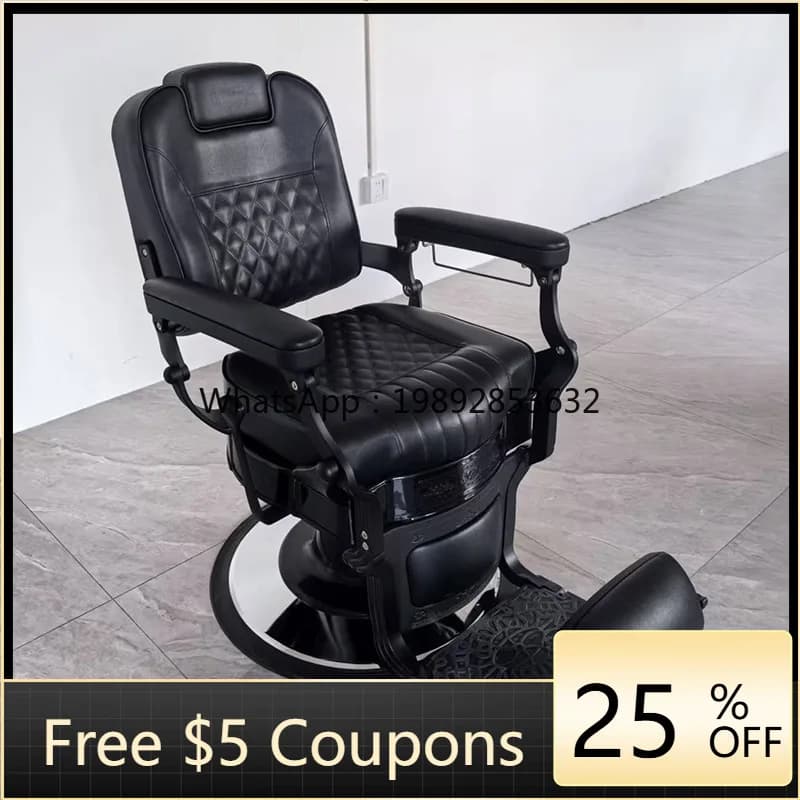 LYY Hair Salon Barber Chair Reclining Men's Retro Pompadour Large Chair Hair Salon Haircut  Shaving
