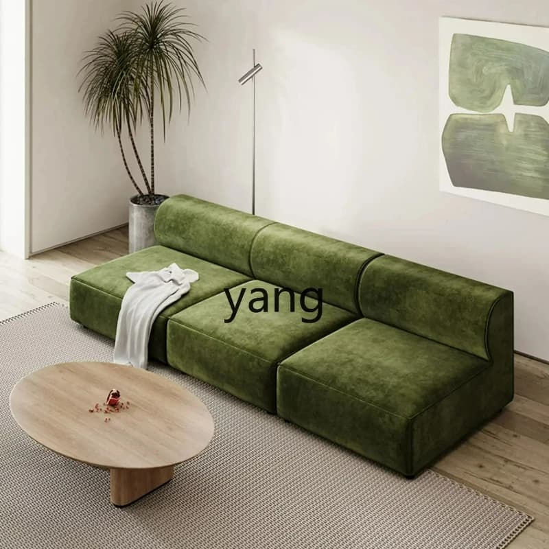 LTT fabric sofa light luxury minimalist technology cloth corner dark green sofa combination