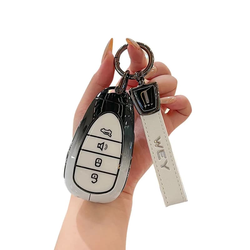 Premium Zinc Alloy Key Cover Case for WEY Gaoshan/Lanshan DHT PHEV (2023) - Protective Key Fob Shell Key Bag Chain