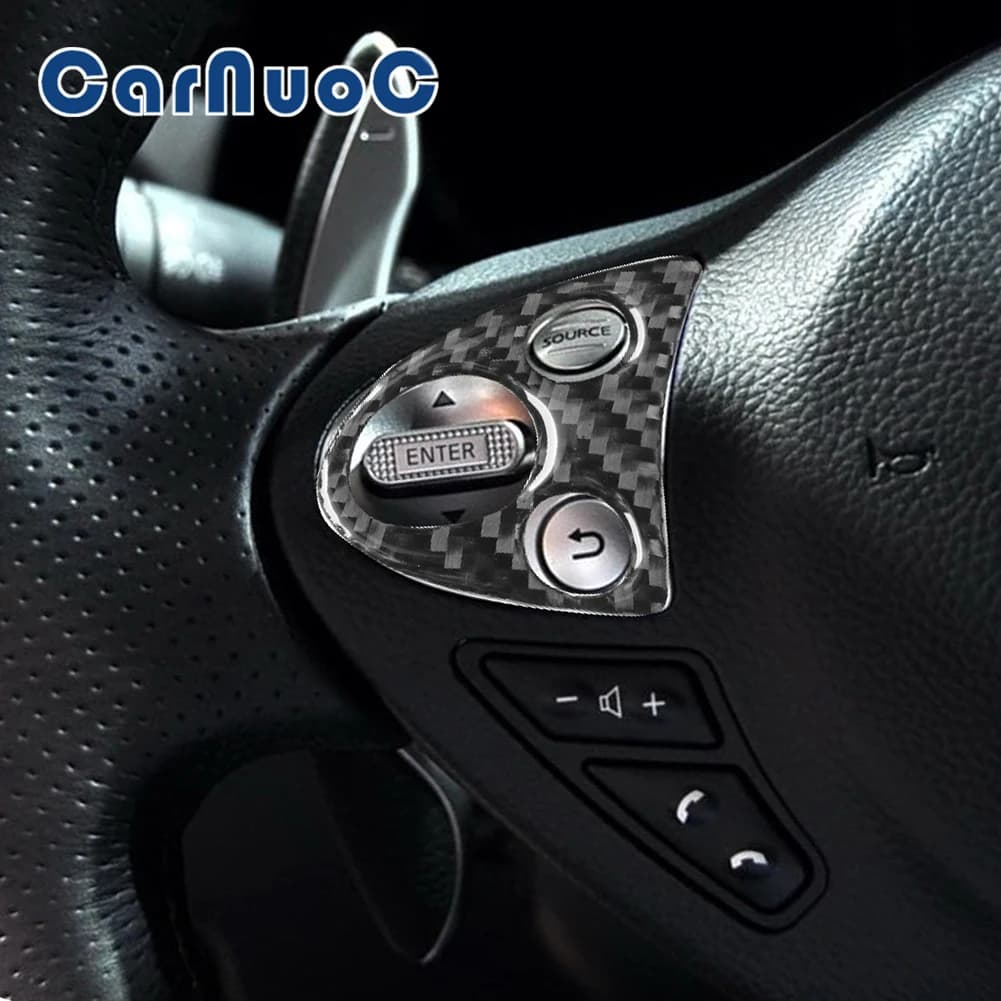 Car Stickers For Infiniti FX 2009-2013 QX70 2014-2017 Steering Wheel Decorative Cover Trim Interior Carbon Fiber Accessories