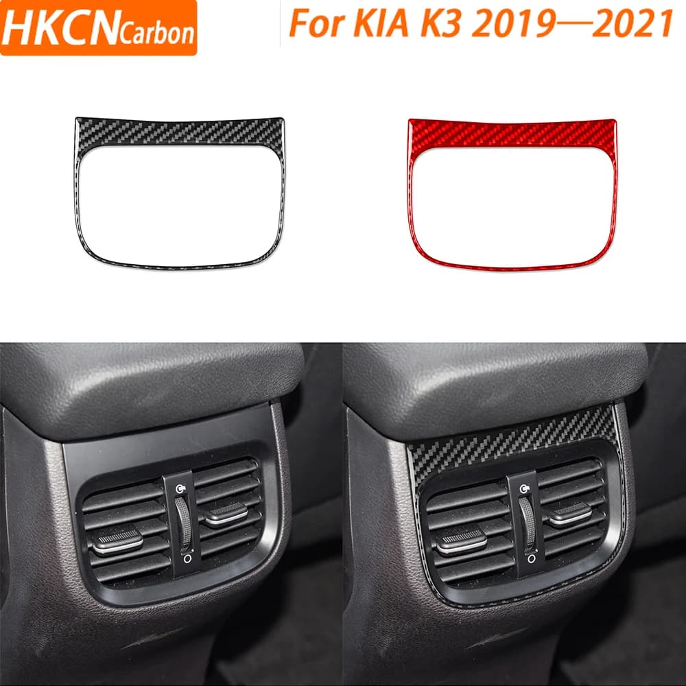 For KIA K3 2019—2021 Car Accessories Real Carbon Fiber Rear Console Air Vent Outlet Frame Interior Cover Trim Modified Sticker