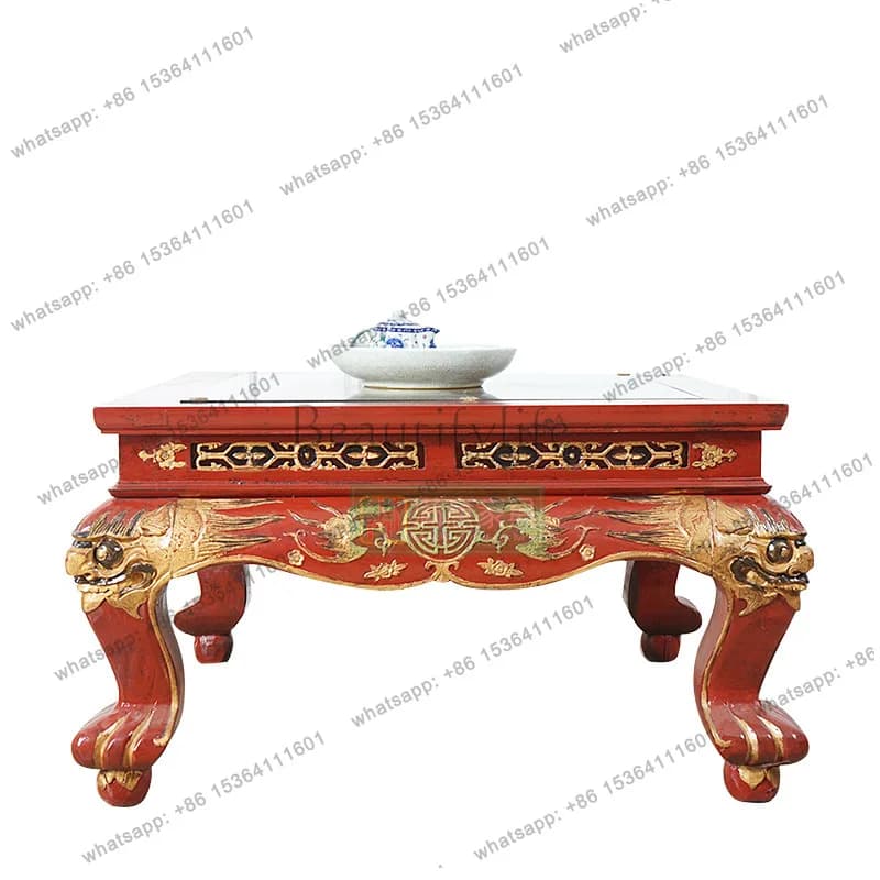 Modern small apartment solid wood painted Tibetan light luxury decorative table tea table living room home