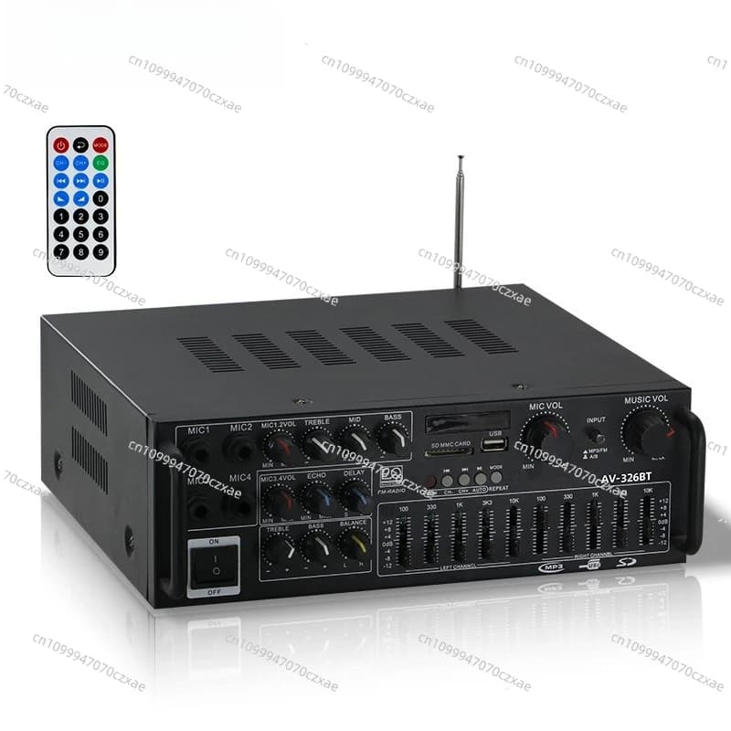 High-power Household Power Amplifier 12V/220V Bluetooth EQ Equalizer, Car-outdoor Karaoke Dual-purpose Function