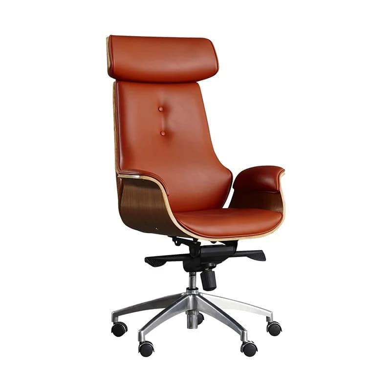 Lifting office boss chair, natural wood grain chair, simple home study swivel chair