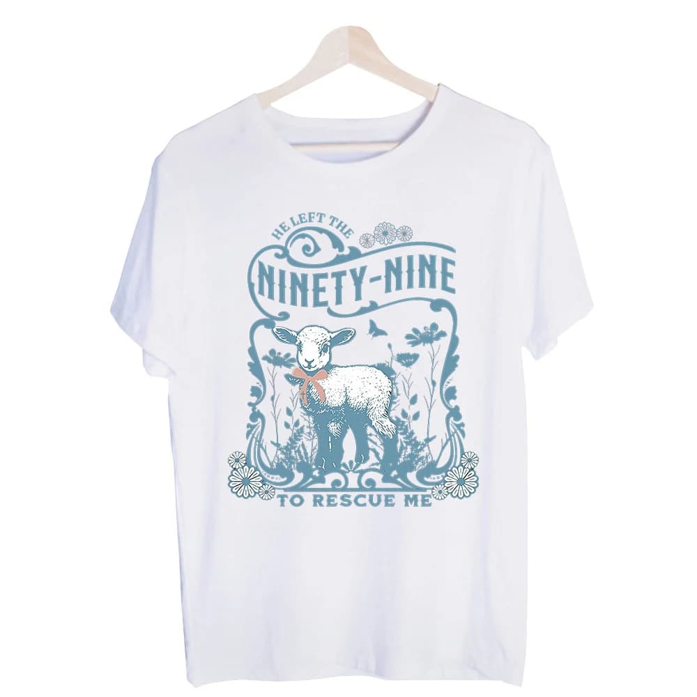 Men's Lamb and Typography Print Graphic Tee, Vintage Style Short Sleeve T-Shirt for Casual Daily Wear
