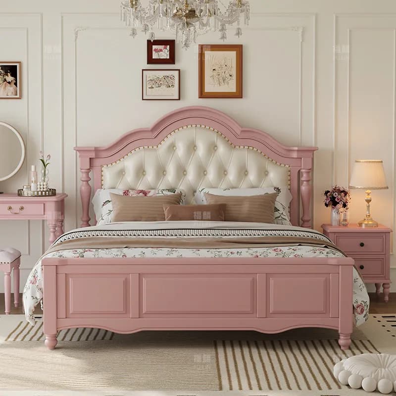 Princess Sleeping Bed Safe European Design Wooden Space Saving Beauty Bed Frame Queen Letto Matrimoniale Lounge Suite Furniture