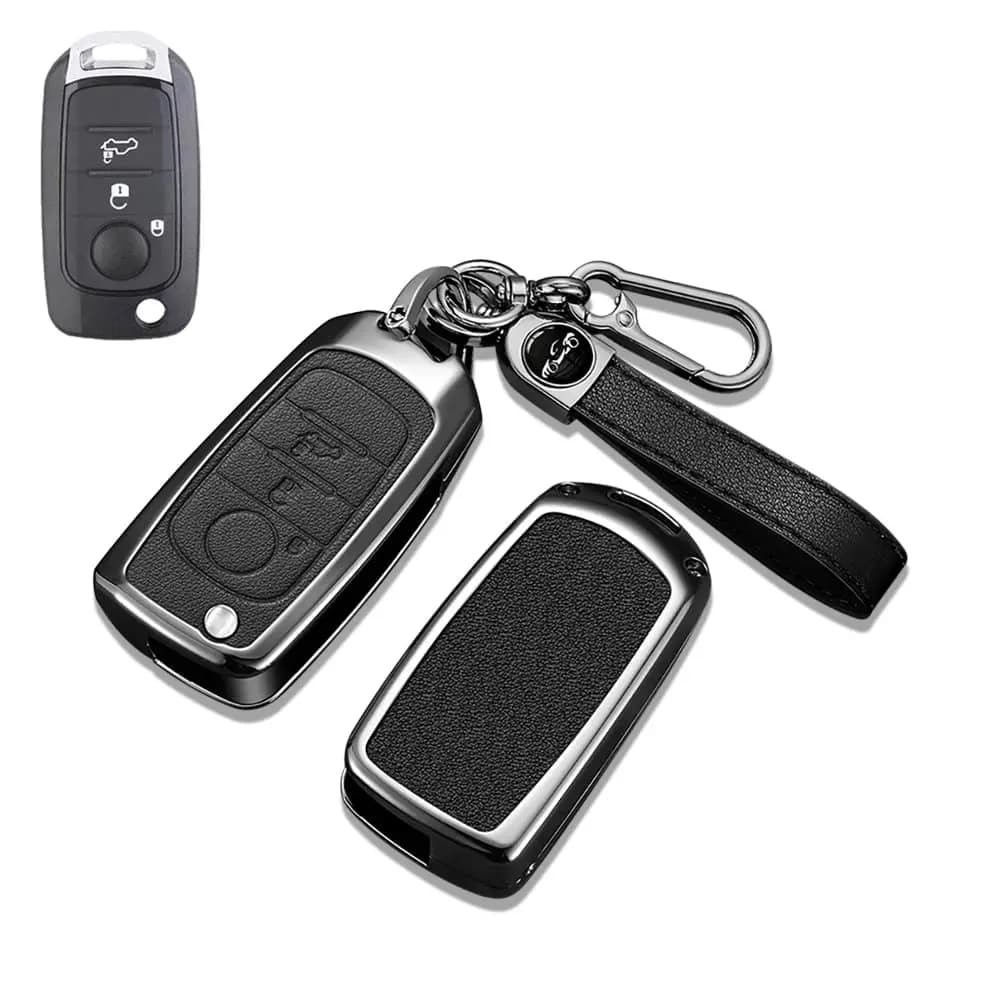 Alloy Leather 3 Buttons Key Fob Case Cover for Fiat Argo Cronos Doblo 500X Toro Egea Freedom for Dodge Neon key shell