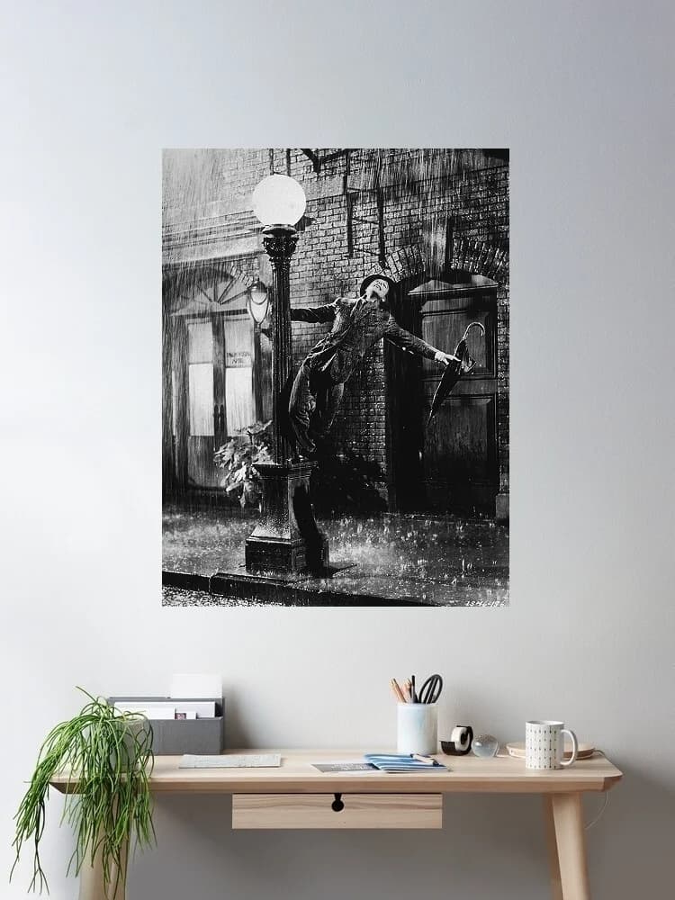 SINGING IN THE RAIN Classic Movie, Art Print Canvas Poster, Living Room Decor, Home Wall Picture