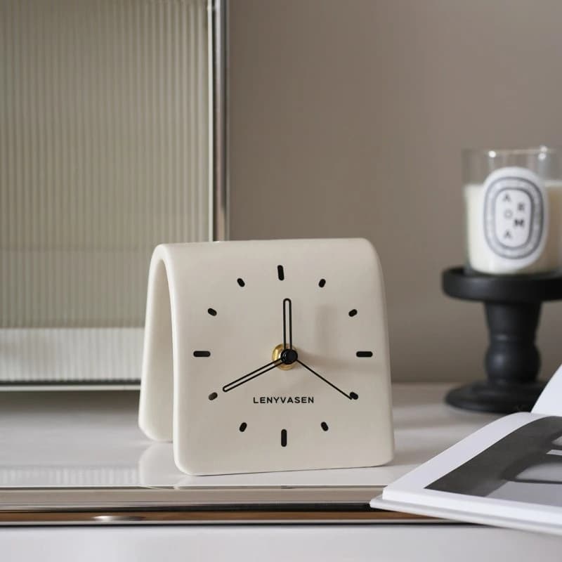 Creative Ceramic Tabletop Clock Simple Desk Alarm for Home Decor Living Room Bedside Silent Quartz,Home Decor Ornaments