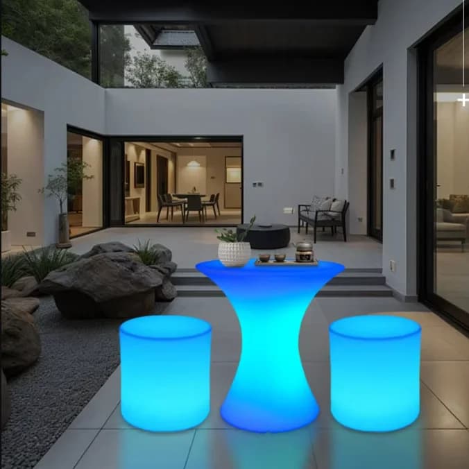 Solar LED Luminous Waterproof Rechargeable Furniture Post Light Chair Stool Suitable for Cafe Shop Hotel Wedding