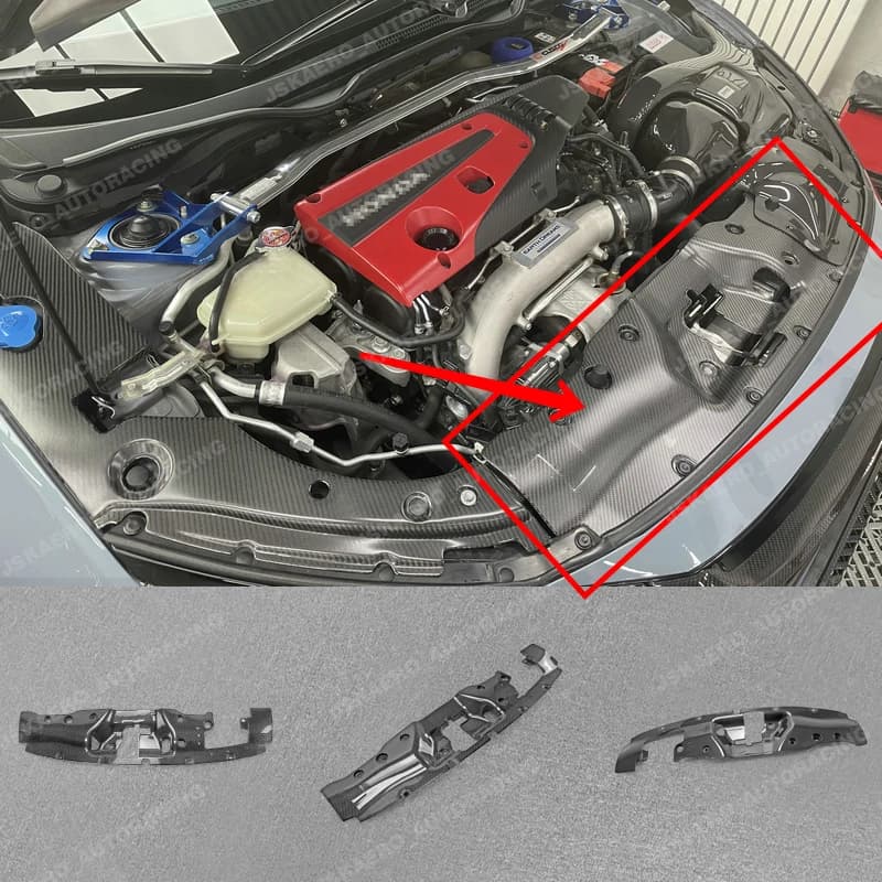 For Honda Civic FK8 Carbon Fiber Inner Engine Cooling Slam Panel Radiator Cover car BodyKits