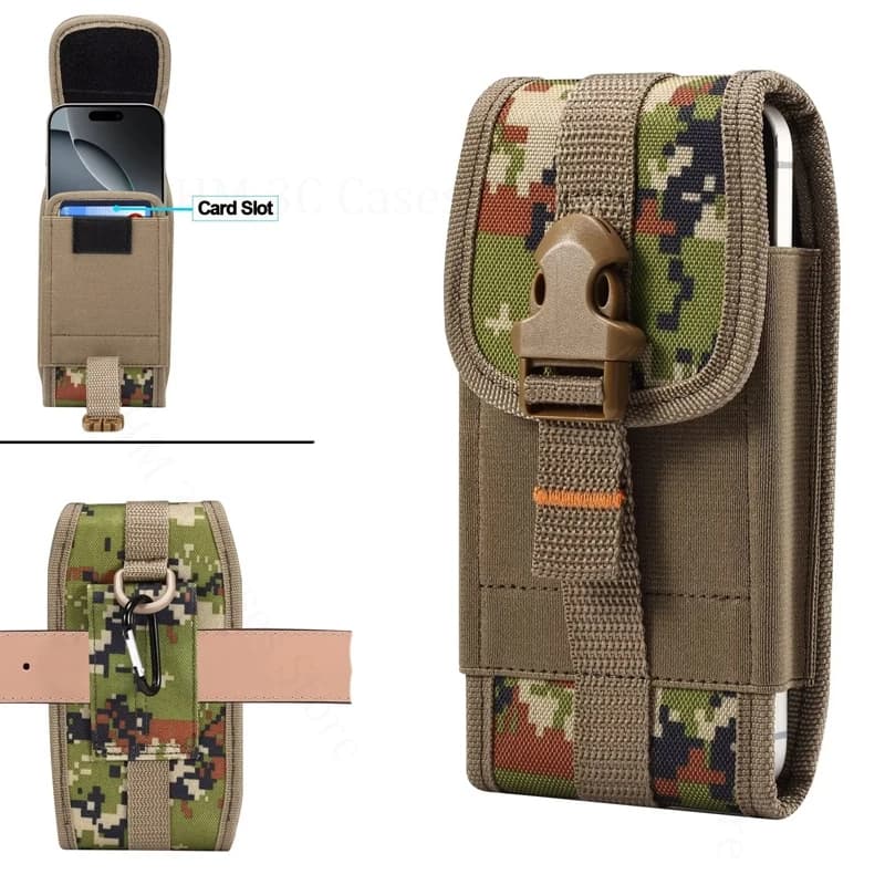 For Motorola X70 Air Pro Phone Waist Bag Pouch For Moto X70 Air X50 Ultra S30 S50 Neo E15 E14 ID Card Slot Camouflage Phone Case