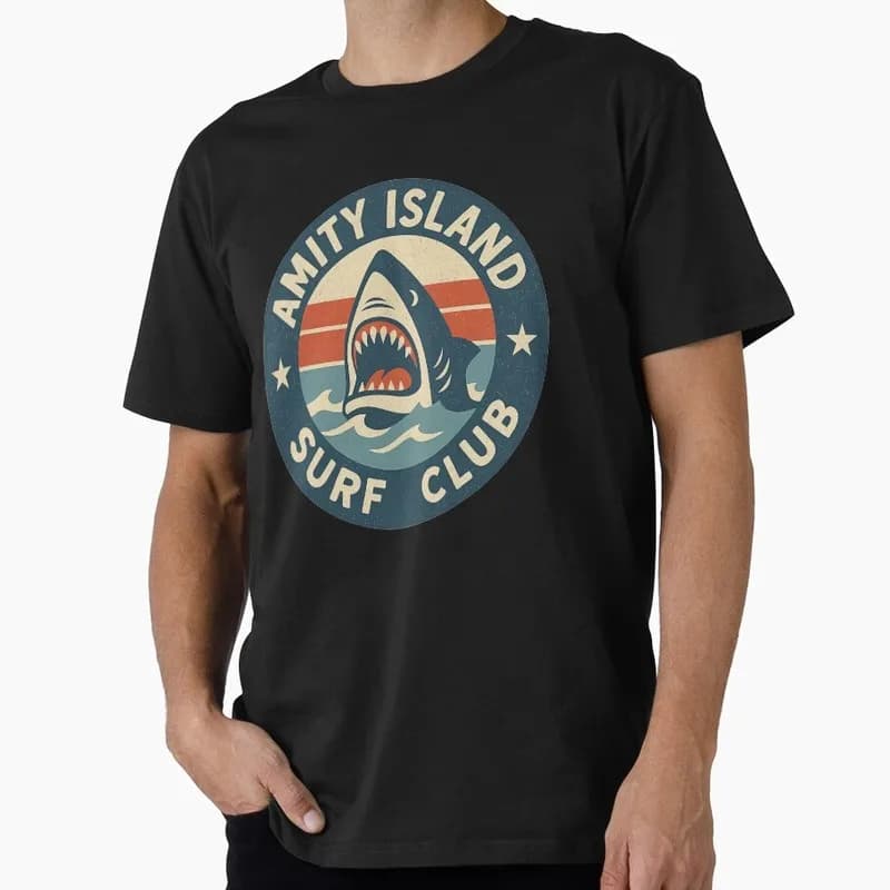 Jaws Horror Movie Halloween Gift T Shirt Vintage Amity Island Great White Shark Graphic Tops Unisex Short Sleeve Streetwear Tees