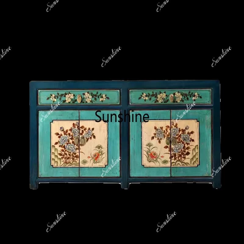 New Chinese solid wood porch cabinet painted foyer cabinet