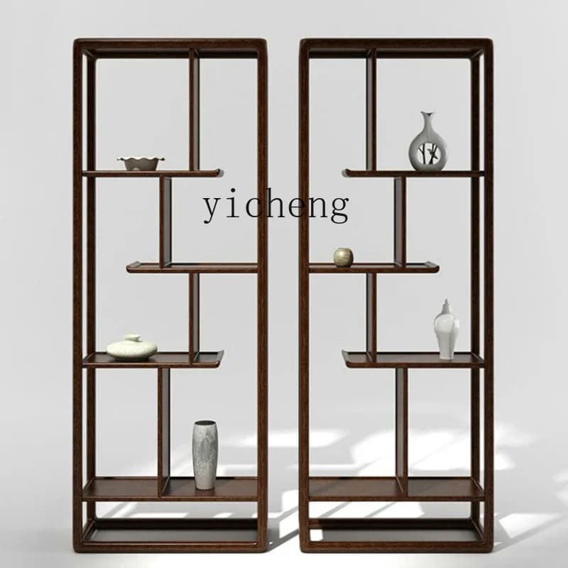 ZZ  Solid Wood Antique Shelf Modern Minimalist Tea Stand Antique Study Bookcase Display Stand