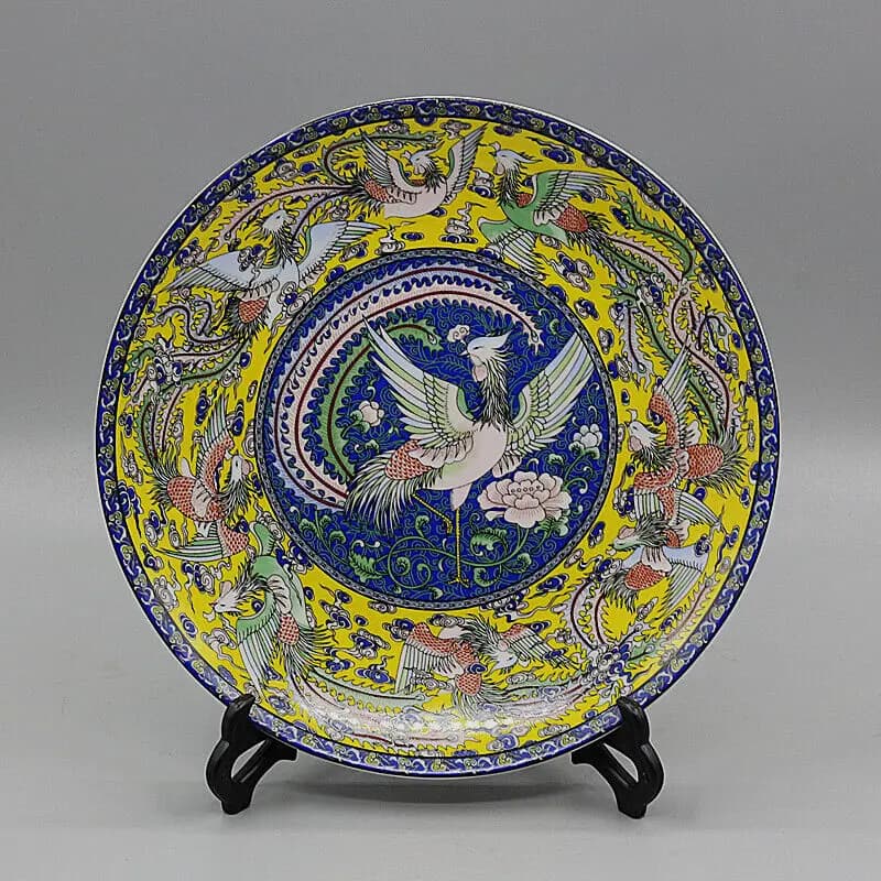 Nine Phoenix Porcelain Plate Porcelain Decoration Collection Collect modern exquisite handicraft