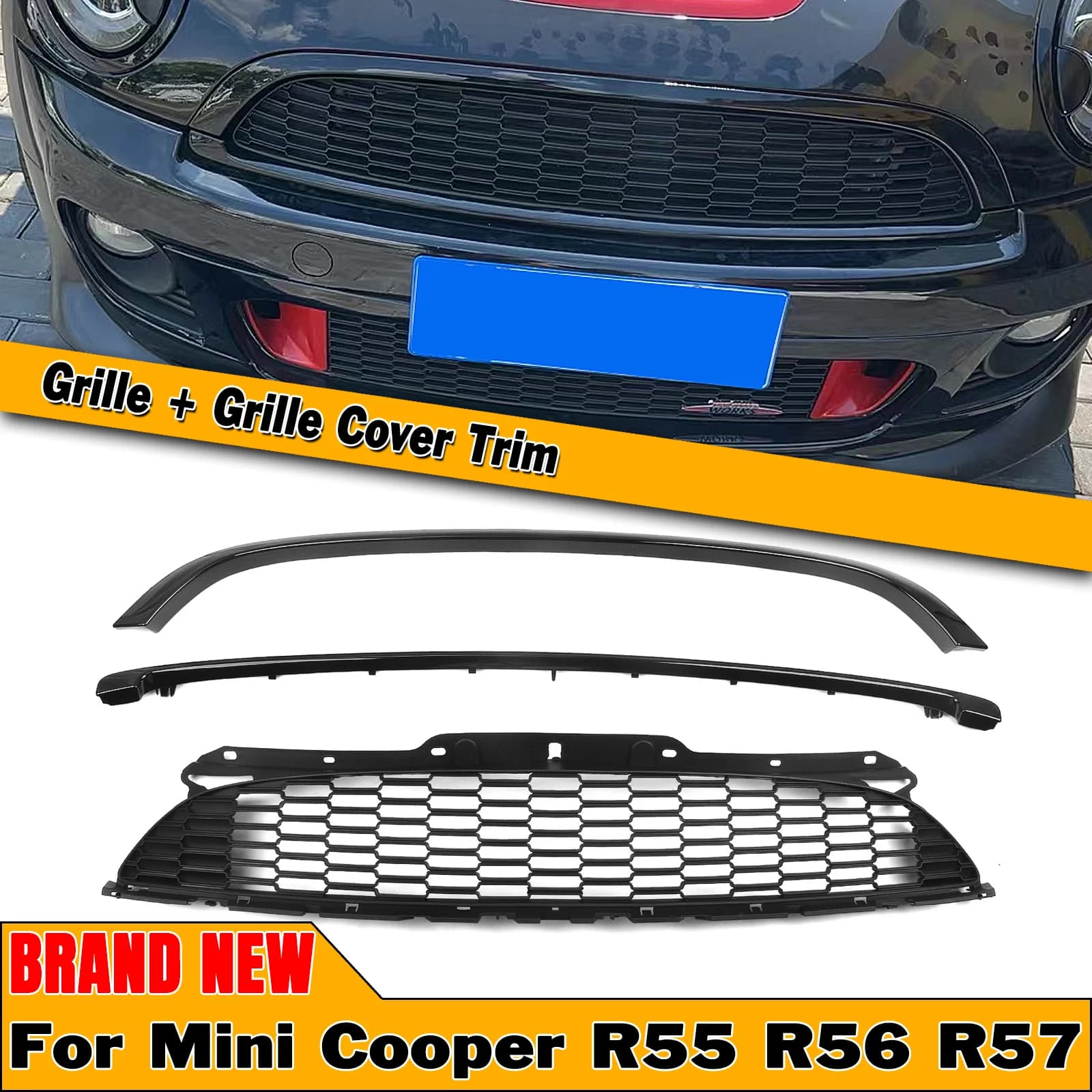 Front Bumper Hood Overlay Frame Trim Upper Grille Racing Grill Mesh Grid For BMW Mini Cooper S JCW R55 R56 R57 R58 R59 2007-2015