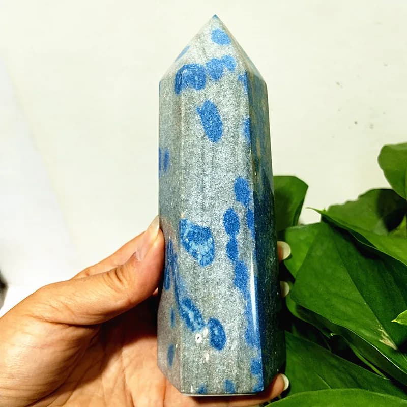 Natural Stones Blue Dot Wand k2 Tower Crystal Tower Stone Witchcraft Feng Shui Chakras Energy Reiki Healing Desk Room Decor