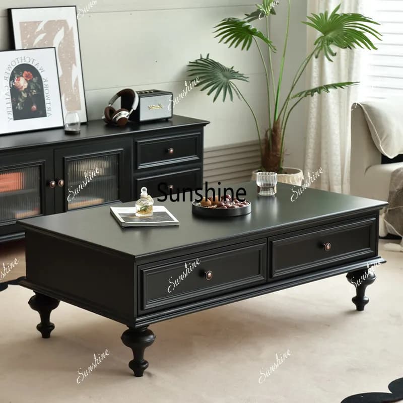 Simple American all-solid wood coffee table TV cabinet combination small apartment household