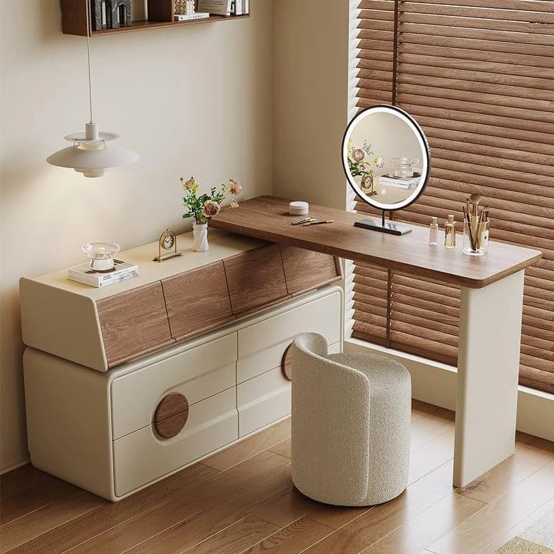 Solid wood dresser antique bedroom makeup table chest integrated bedside modern simple locker