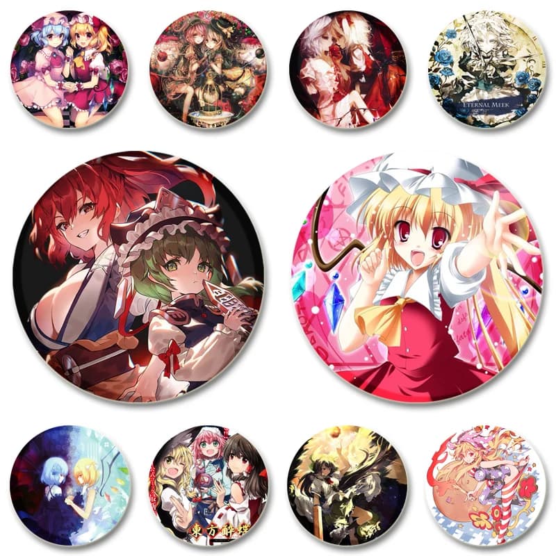 Touhou Cosplay Game Badge Handmade Creative Enamel Pins Cartoon Exquisite Brooches for Collar Backpack Clothes Accessory 44 58mm