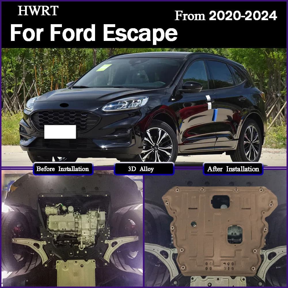 Engine Guard Board Splash Shield Mud Fender Plate Cover Black Car Mudflap Mudapron Mudguard For Ford Escape 2020-2024 2.0T