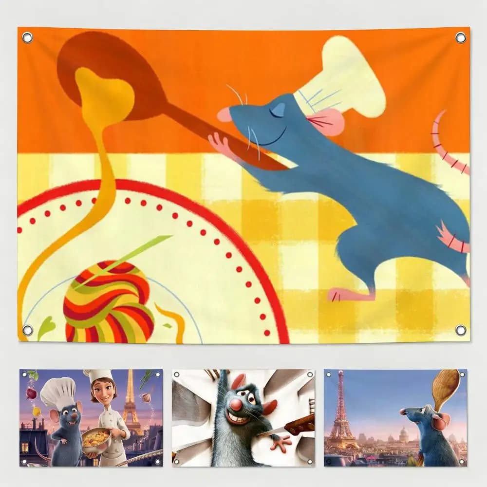 R-Ratatouilles Cartoon Movie Flags Wall Hanging Tapestry Outdoor Garage Room Decorative flag Background Blanket