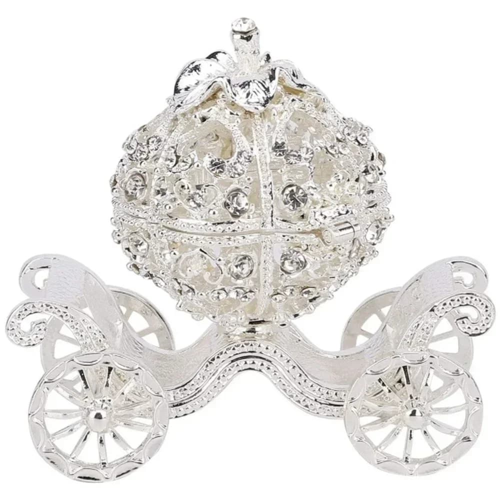 Rhinestone Crystal Pumpkin Carriage Trinket Box Jewelry Box Diamond Gift Collectible Figurine Decorative Jewelry Display Holder