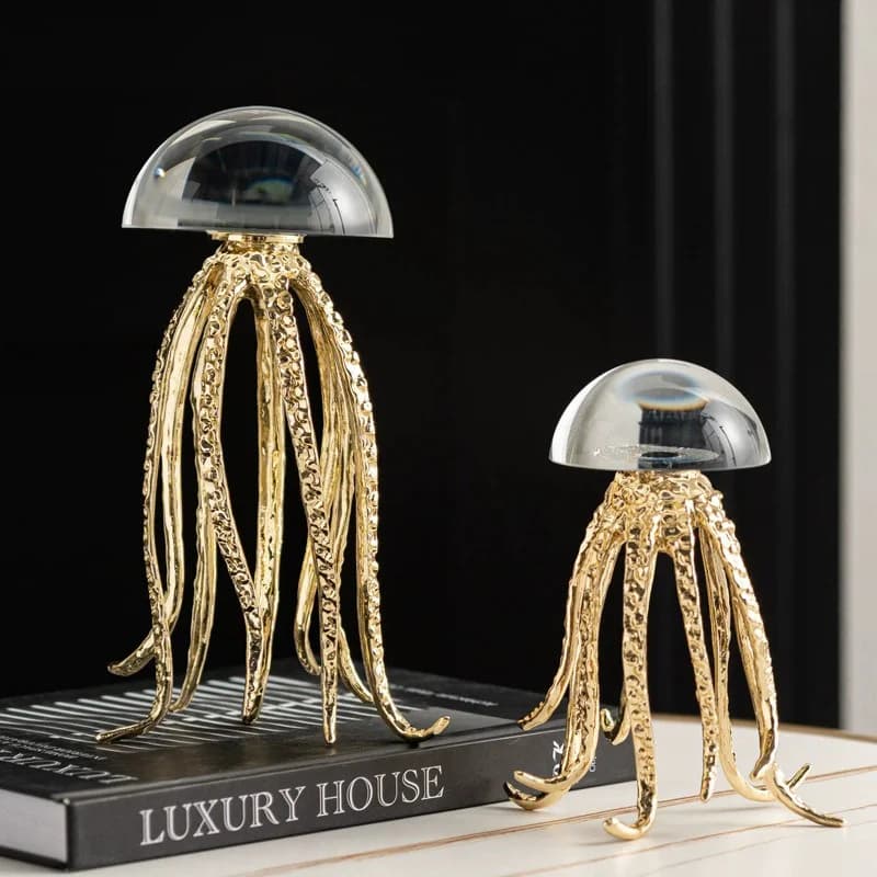 Modern Simple Crystal Crafts Octopus Metal Accessories Art Deco Style Ocean Animal Theme Home Decor Soft Decoration Gifts