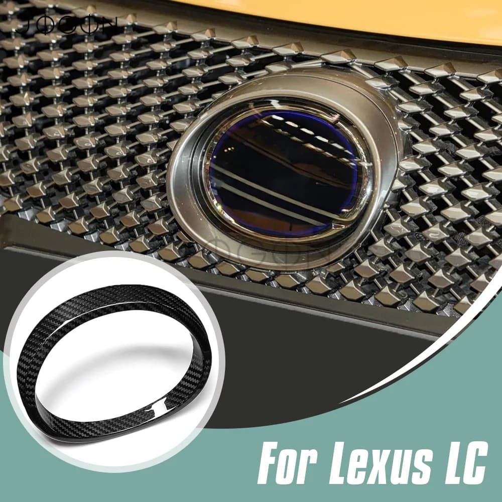 Dry Carbon Fiber Car Front Grille Emblem Overlay Exterior Accessories For Lexus LC500 LC 500 RWD 2018 2019 2020 2021 2022-2025