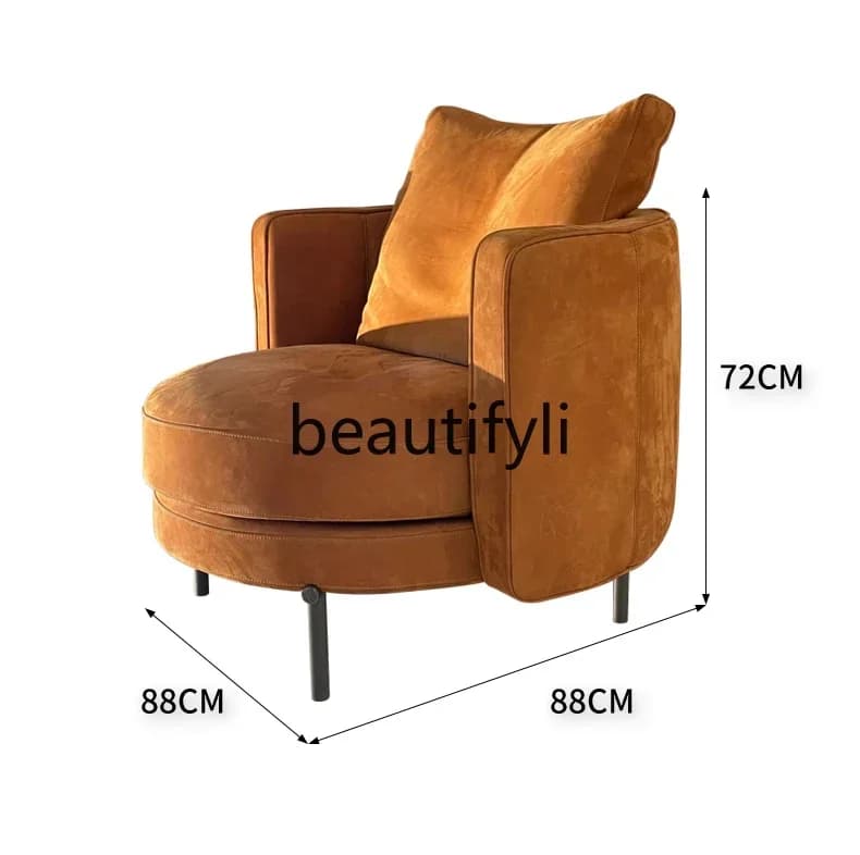 Light Luxury Single Chair Italian Minimalist Sofa Chair Frosted Leather Fabric Leisure Chair