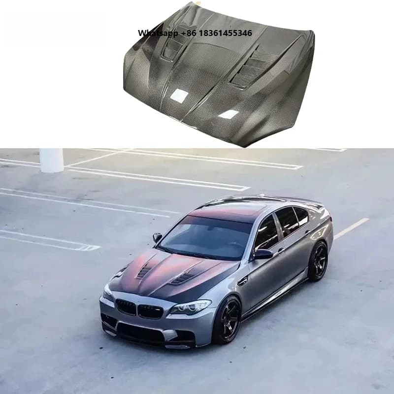 For F10 F18 DTM Style Thickened Carbon Fiber Engine Hood Bonnet 5 Series F10 F18