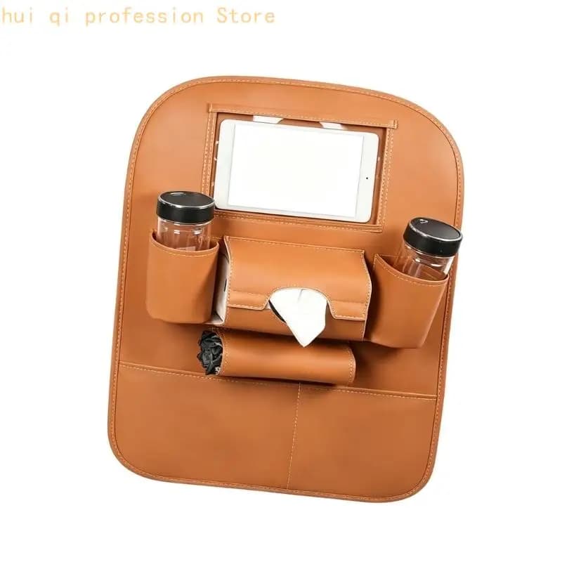 Car Back Storage with Fold-Down Tray, Separate Pockets and Dedicated Spaces for Devices, Drinks and Tissues H8WE