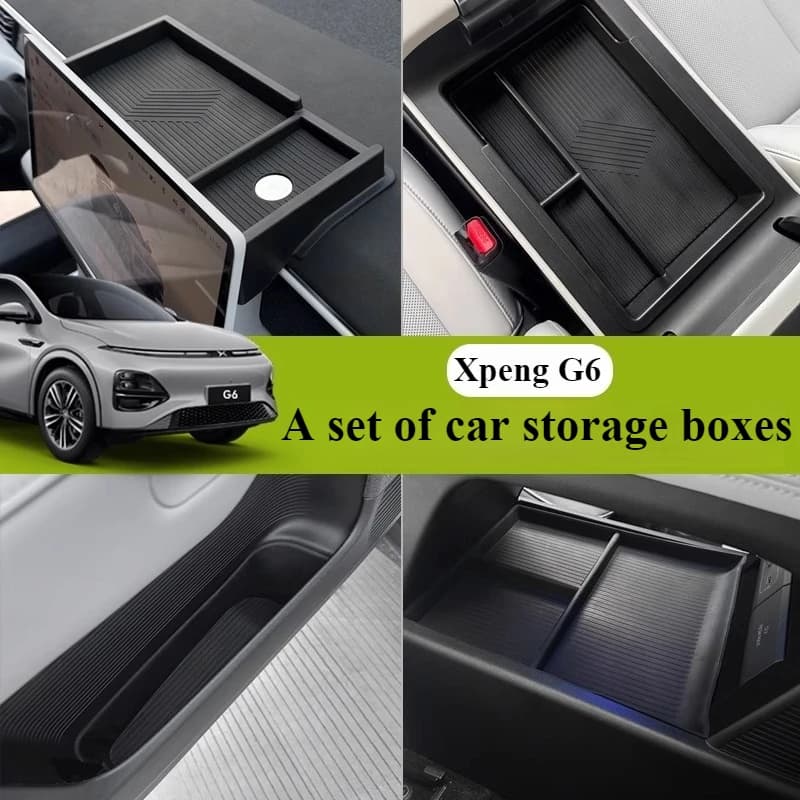 A Set  for Xiaopeng Xpeng G6 Car Central Control Storage Box Storage Armrest Box Screen Interior Storage ETC Accessories 2024 23