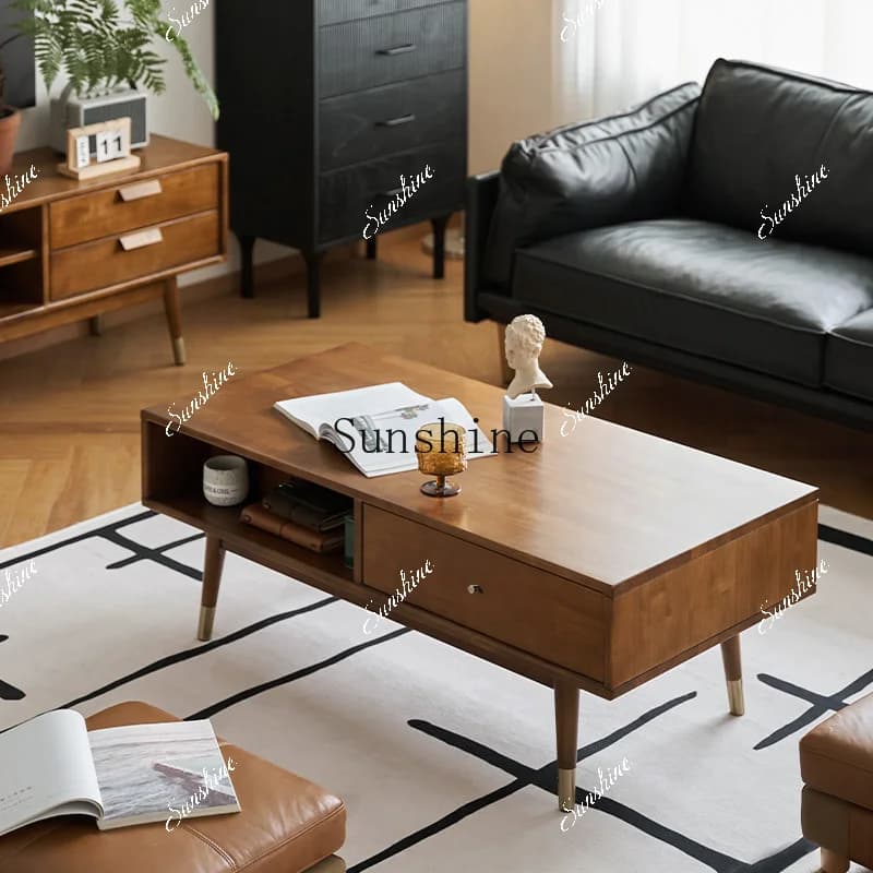 Nordic small apartment tea table modern simple double coffee table living room furniture  FT