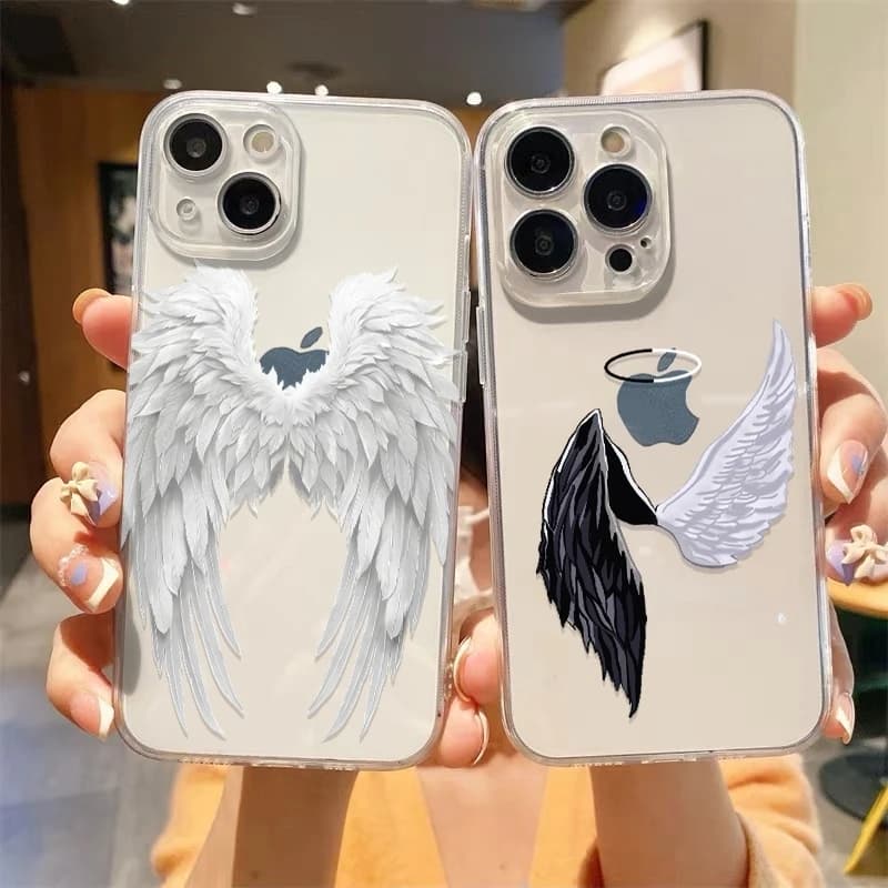Angel Wing Transparent Soft Phone Case For iPhone 17 11 12 13 14 15 16 Pro Max Cover For iPhone Air 17E XS X R X 8 7 Plus Fundas