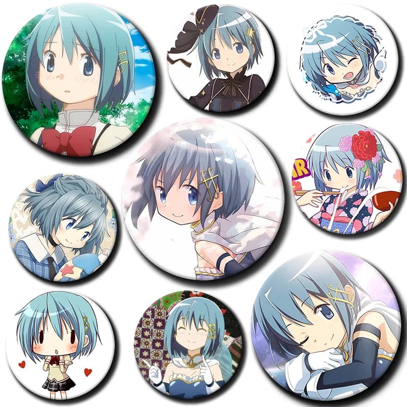 58mm Cartoon Character Sayaka Miki Button Pin Anime Role Sayaka Miki Brooch Creative Badge for Backpack Clothes Decoration Gift